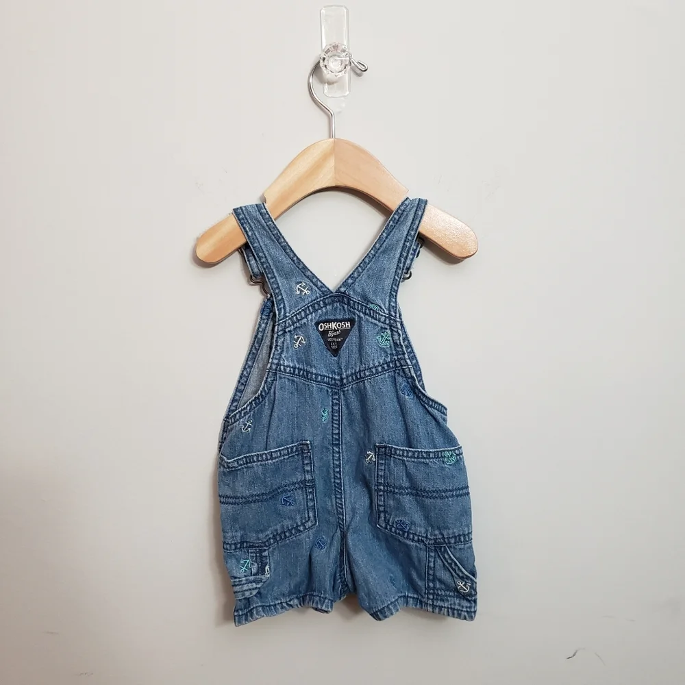 Osh Kosh 12 Months Baby Anchor Denim Jean Shortalls